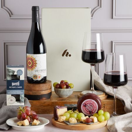 Main image of Classic Red Wine & Cheese Gift Box, a luxury gift hamper at hampers.com UK