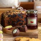 Close up of products in Traditional Treats Hamper, a luxury gift hamper from hampers.com