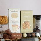 Close up of products in The Prestige Food & Wine Hamper, a luxury gift hamper at hampers.com