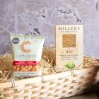 Close up of products in Real Ale & Cheese Hamper, a luxury gift hamper at hampers.com