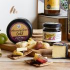 Close up of products in Cider & Cheese Hamper, a luxury gift hamper at hampers.com