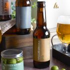 Close up of products in Hawkstone Luxury Beer Hamper, a luxury gift hamper from hampers.com