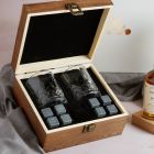 Close up of products in Whisky, Glasses & Whisky Stones Gift, a luxury gift hamper at hampers.com