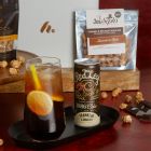 Close up of products in Rum & Treats Hamper, a luxury gift hamper at hampers.com