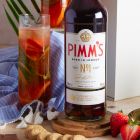 Close up of products in Pimm's British Summer Hamper, a luxury gift hamper from hampers.com UK
