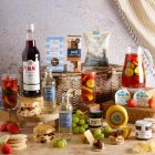 Close up of products in British Pimm's Picnic Hamper, a luxury gift hamper at hampers.com