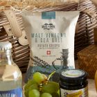 Close up of products in British Pimm's Picnic Hamper, a luxury gift hamper at hampers.com