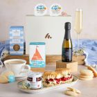 Close up of products in Cream Tea Hamper With Prosecco For One, a luxury gift hamper at hampers.com
