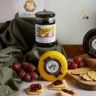 Close up of products in The Cheese Lovers Hamper, a luxury gift hamper at hampers.com