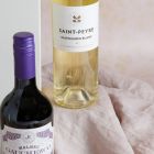 Close up of products in Best Of Both Wine Gift Box, a luxury gift hamper at hampers.com