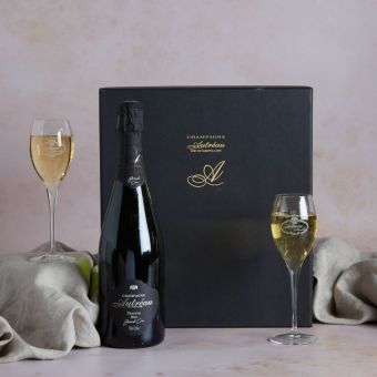 Main Grand Cru Champagne & Glasses Gift, a luxury gift hamper at hampers.com