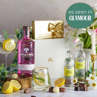 Main Whitley Neill Pink Gin & Chocolates, a luxury gift hamper at hampers.com