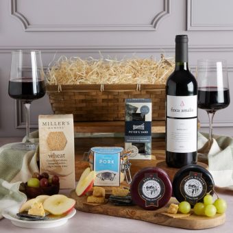 Main image of Wine, Cheese & Rillette Hamper, a luxury gift hamper at hampers.com UK