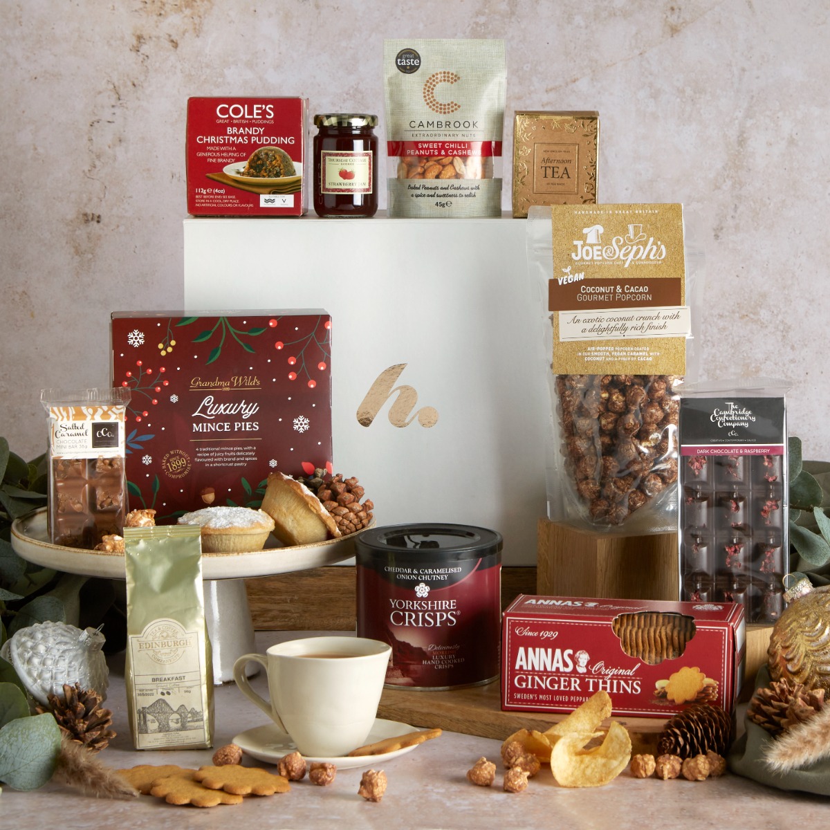 Festive Feast for Everyone hamper with all of its vegan-friendly and gluten-free contents on display