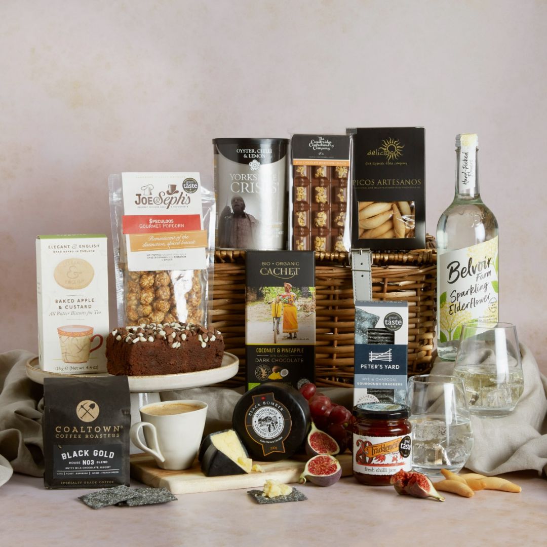 The Luxury Alcohol Free Hamper with contents on display