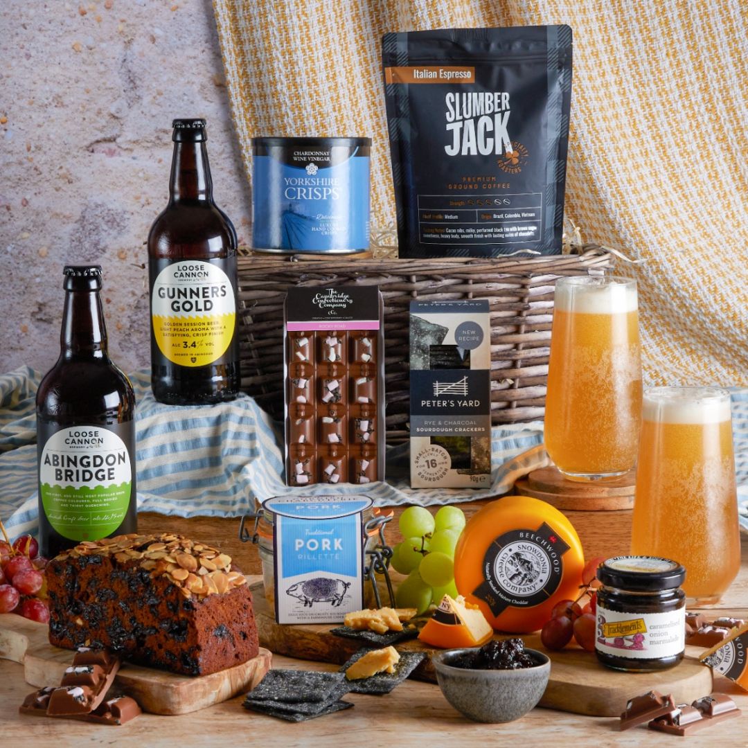  Gentleman's Tea Hamper with real ale and other contents on display