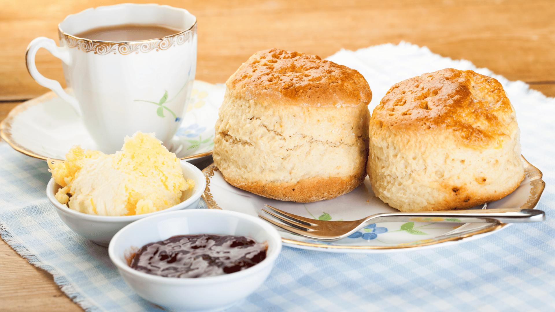 Scones, jam, cream and a cup of tea 