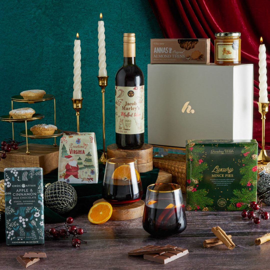 The Festive Night In Hamper with contents on display