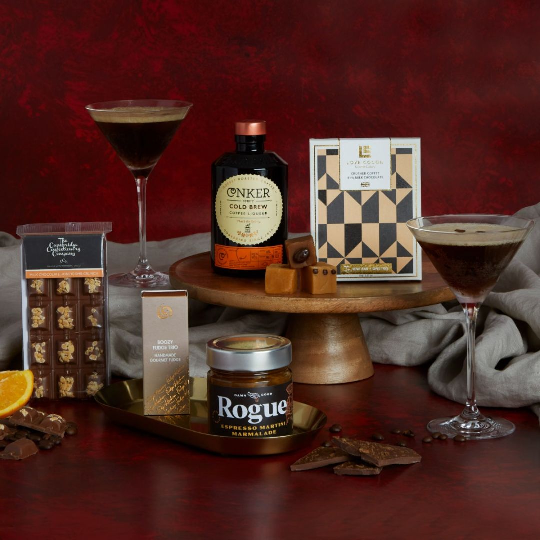 Espresso Martini Cocktail Hamper with contents on display