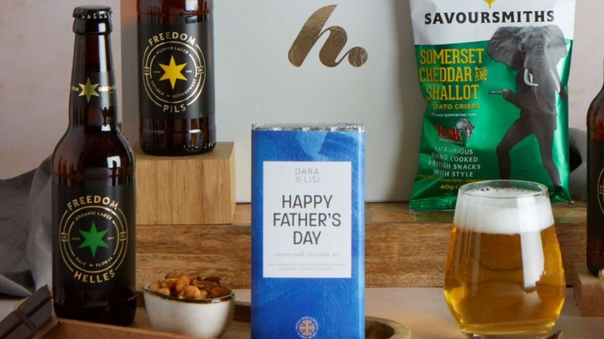 Close up of 'Happy Father's Day' chocolate bar, exclusive to hampers.com