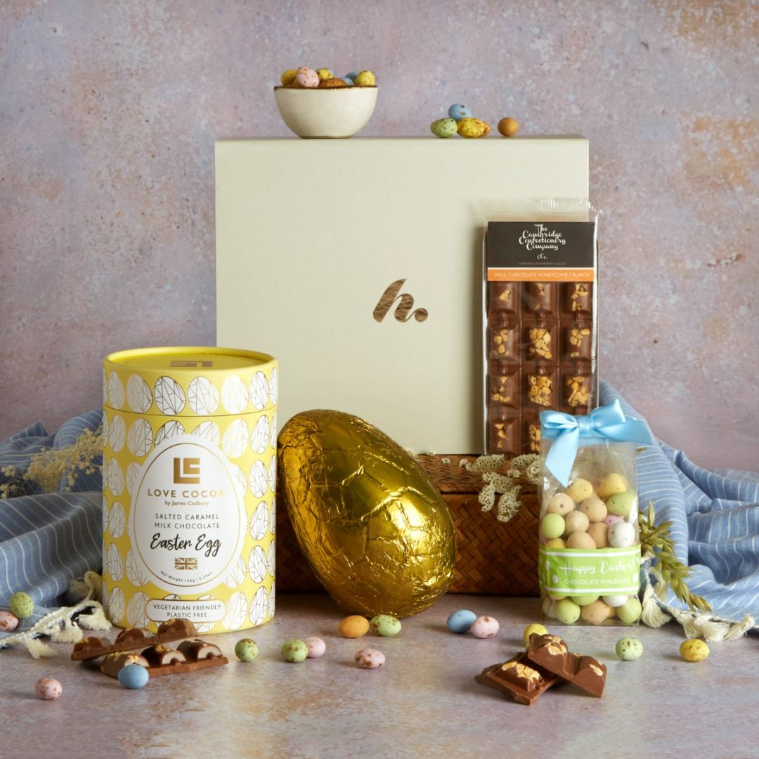 Easter Egg Gift Box with contents on display