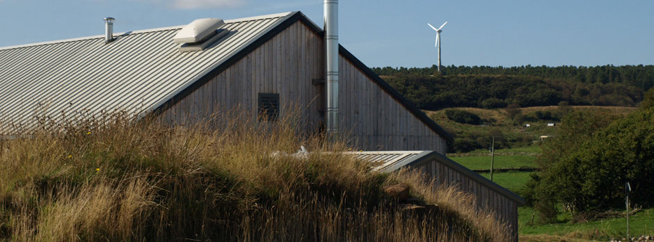 Island Bakery factory with wind turbine in background