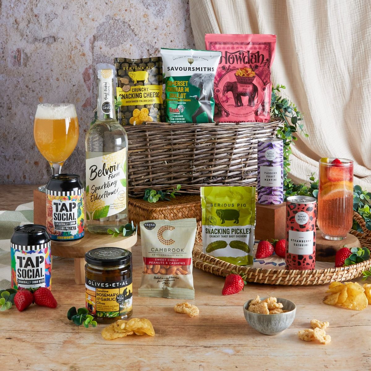 Summertime sharing hamper with contents on display