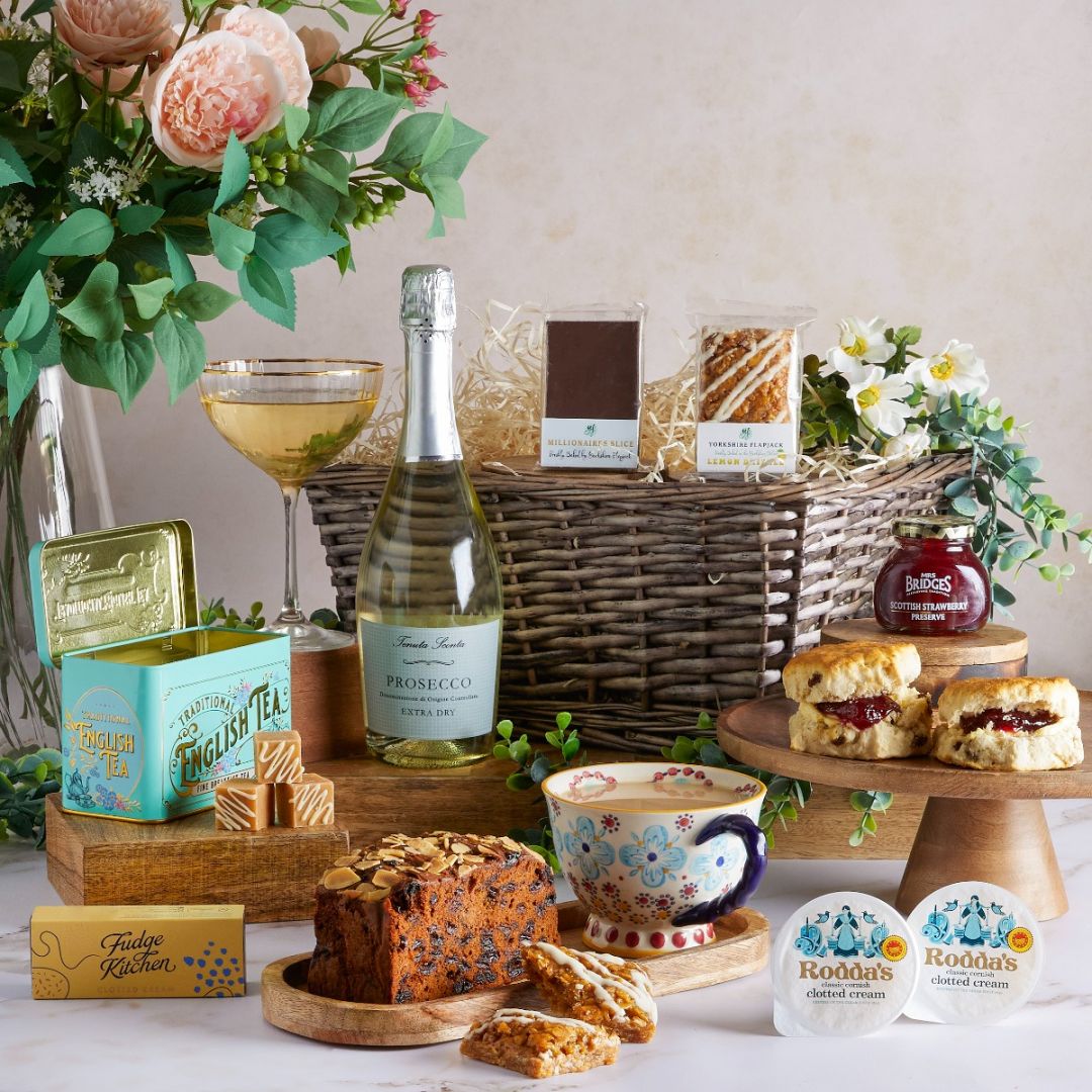  Afternoon Tea with Prosecco Hamper with contents on display